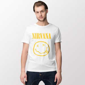 Best Tshirt White Nirvana Band Smiley Logo Graphic