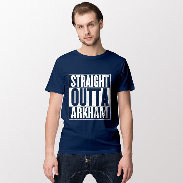 Straight Outta Arkham Knight Navy Graphic T-Shirt