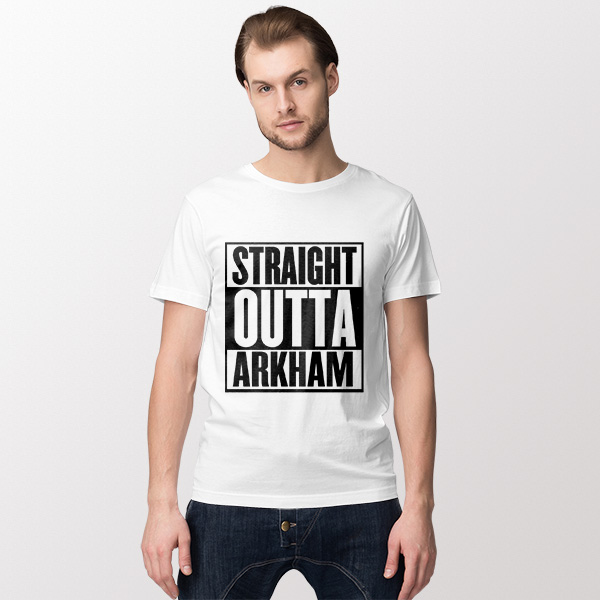 Straight Outta Arkham Knight White Graphic T-Shirt