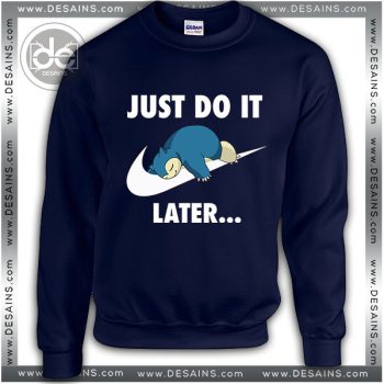Sweatshirt Just DO It Snorlax Sleep Pokemon Sweatshirt Womens Mens Navy Blue