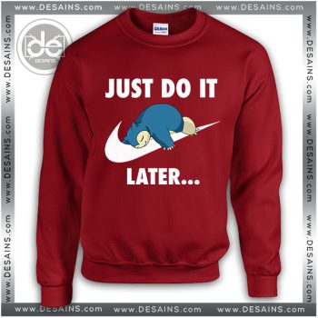 Sweatshirt Just DO It Snorlax Sleep Pokemon Sweatshirt Womens & Mens Red