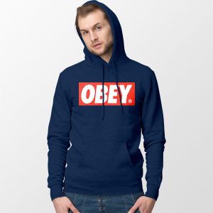 Best Hoodies Navy Obey Clothing Logo Graphic Art