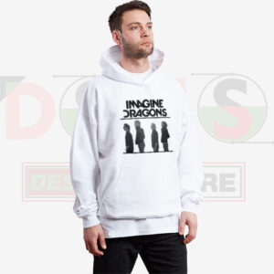 Black streetwear hoodie featuring Imagine Dragons merch logo