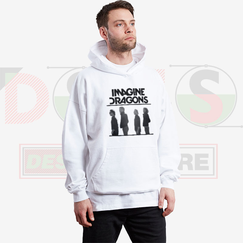 Black streetwear hoodie featuring Imagine Dragons merch logo