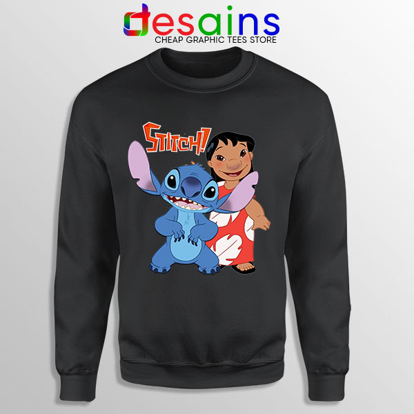 Buy Black Sweatshirt Stitch And Lilo Characters Cartoon Disney
