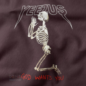 Buy closeup Cheap Kanye West Tshirt -Yeezus God Wants You Skull