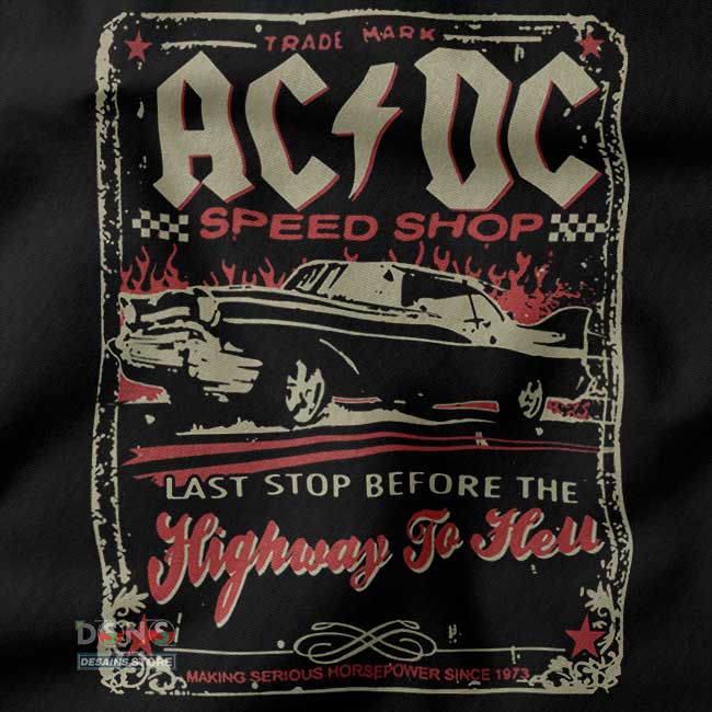 Buy closeup Tshirt - ACDC Speed Shop Trade Mark