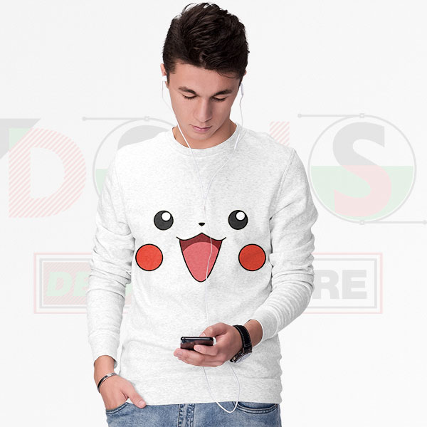 Cute Pikachu smile face sweatshirt for Pokémon fans