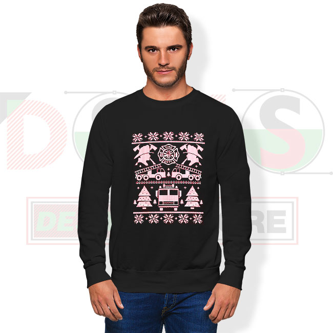 Firefighter ugly Christmas sweatshirt with festive graphic