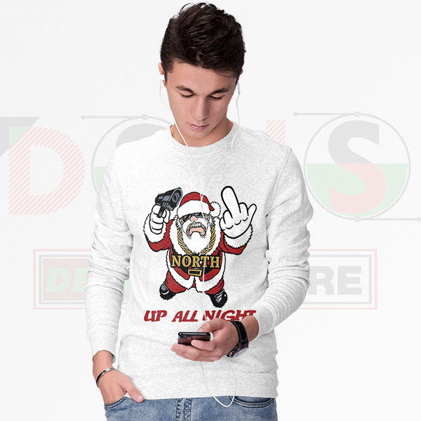 Fuck Santa Up All Night ugly Christmas sweatshirt graphic