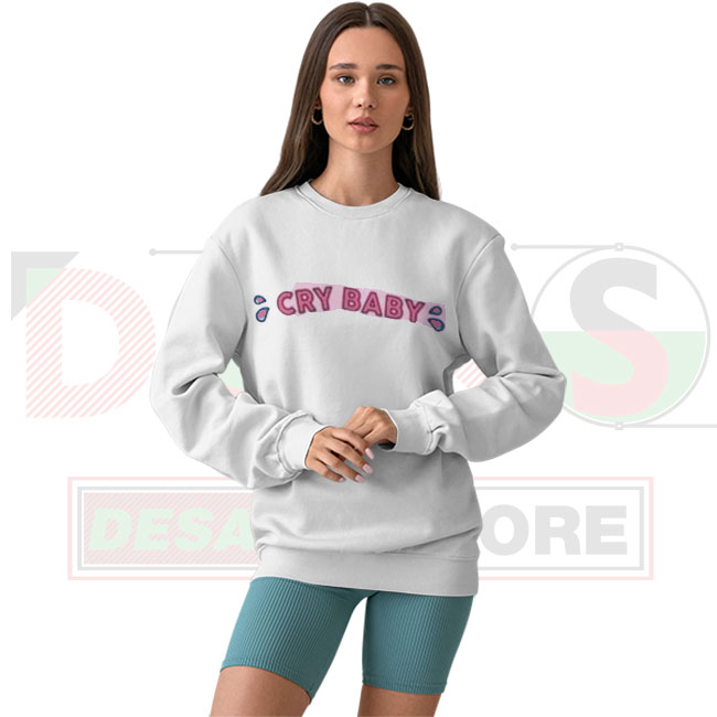 Funny Cry Baby sweatshirt with bold aesthetic lettering