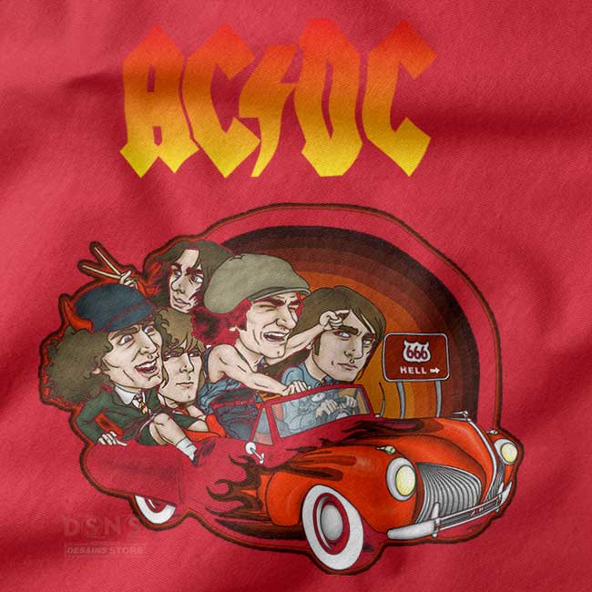 Graphic Tshirt closeup - ACDC Rock Band Cartoon Merch