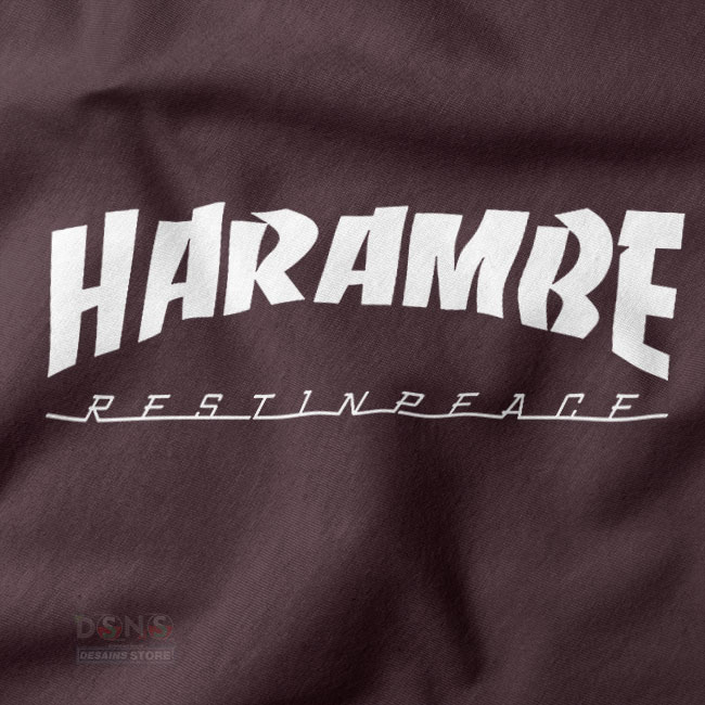 Graphic Tshirt closeup - Thrasher Rip Harambe