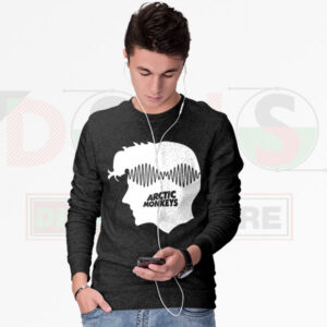 Indie rock band sweatshirt with wave-style AM head design.