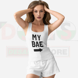 My Bae My Boo matching couple tank tops in minimalist typography