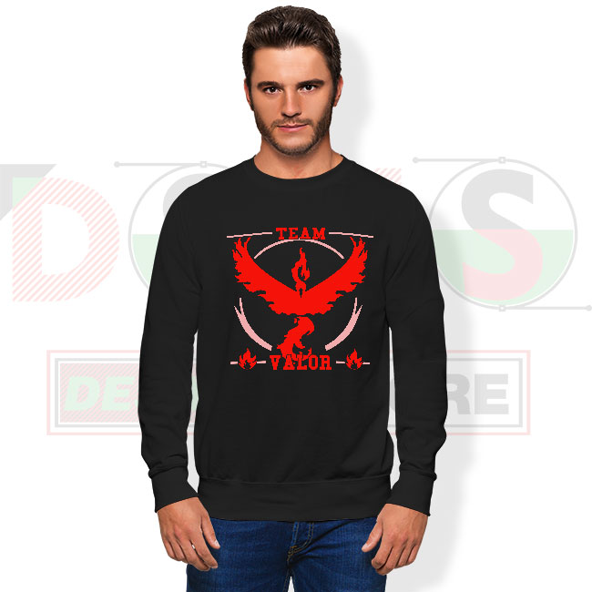 Pokémon Go Team Valor sweatshirt with red Moltres emblem