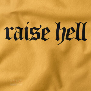 Raise Hell song graphic hoodie in black streetwear style