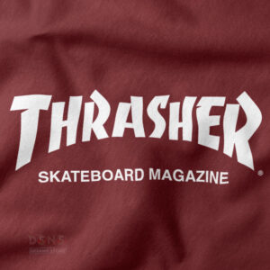 Skateboard magazine logo crewneck with bold graphic print