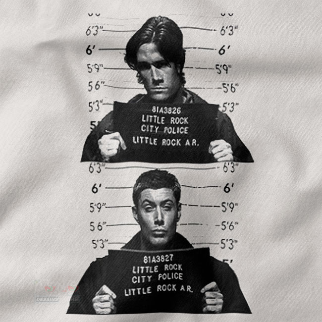 Supernatural hoodie with Sam and Dean mugshot graphic