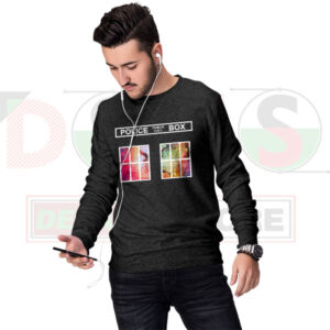 TARDIS Police Box galaxy graphic sweatshirt for Doctor Who fans