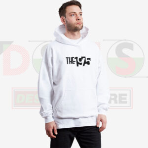 The 1975 band merch hoodie with minimalist logo graphic