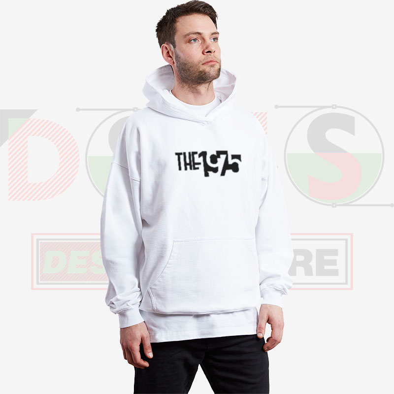 The 1975 band merch hoodie with minimalist logo graphic