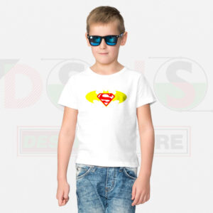 Batman and Superman combined Justice logo printed on black T-shirt