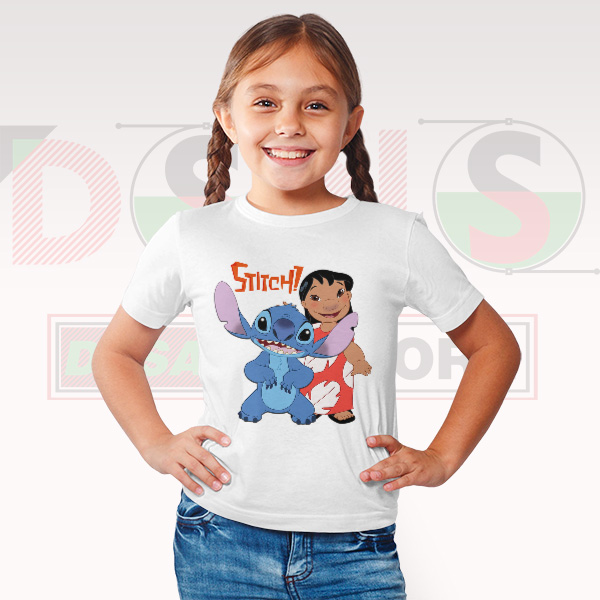 Cute Stitch cartoon graphic on Lilo & Stitch Disney T-shirt