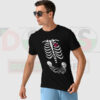 Cute skeleton baby graphic on black Halloween T-shirt