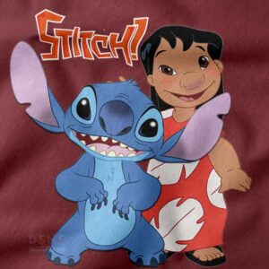 Disney Lilo and Stitch character printed on white tee