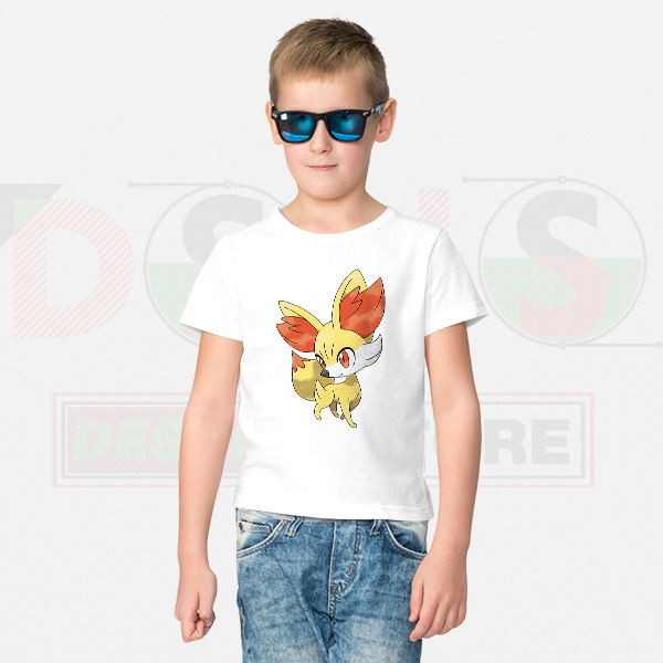 Fennekin Pokémon graphic printed on kids and adult T-shirt