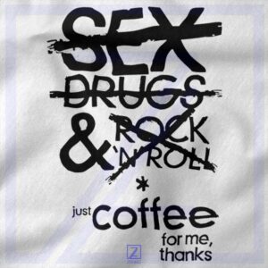 Funny caffeine quote tee with minimalist typography design
