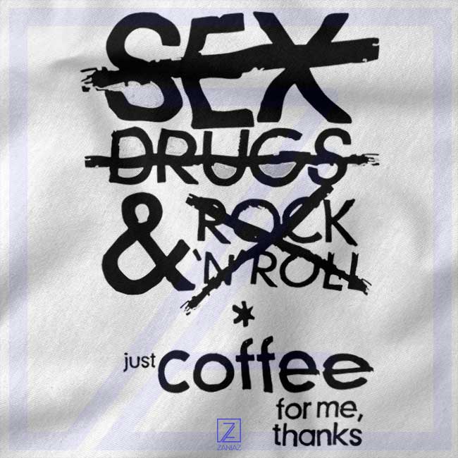 Funny caffeine quote tee with minimalist typography design