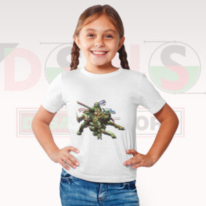 Mutant Ninja Turtles characters graphic T-shirt in retro cartoon style