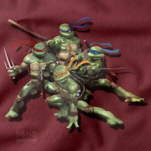 Ninja Turtles full squad printed on streetwear tee for fans