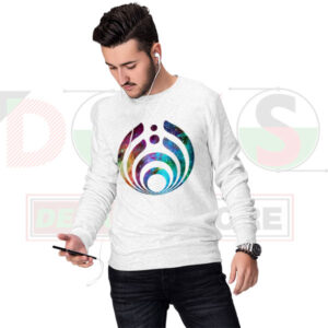 Bassnectar nebula sweatshirt with cosmic DJ logo design