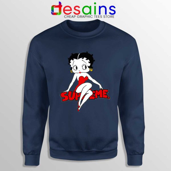 Betty Boop Merch Navy Sweatshirt Cartoon Black Funny Sweaters