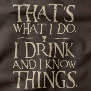 Bold graphic tee with humorous drinking quote