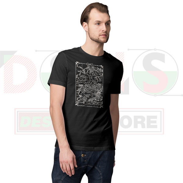 Game of Thrones map graphic t-shirt featuring Westeros and Essos design