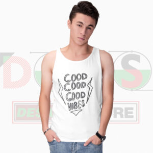 Good Good Vibes tank top with positive quote design
