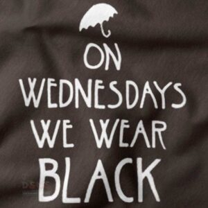 Gothic pop culture quote tee in black minimalist style