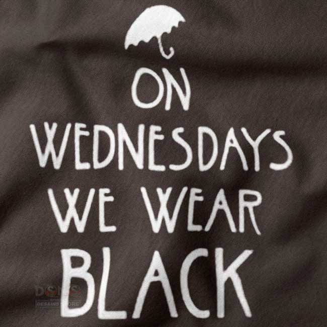 Gothic pop culture quote tee in black minimalist style