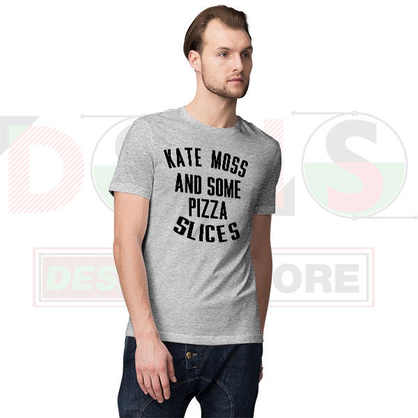 Kate Moss and pizza slices funny graphic t-shirt”