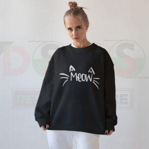 Meow cat cute face graphic sweatshirt cozy streetwear