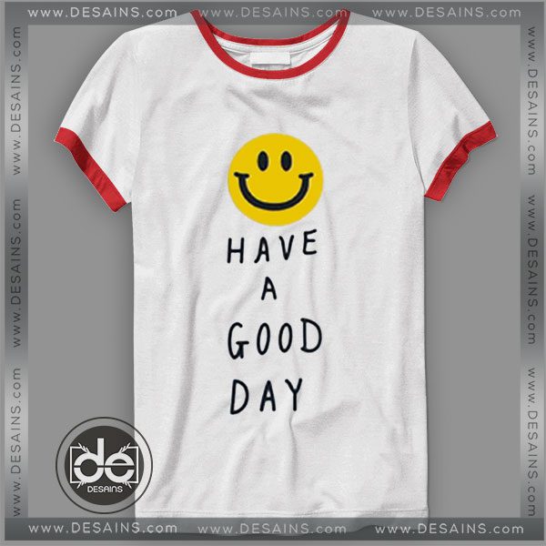 Buy Tshirt Ringer Tee Smile Have a Good Day Tshirt Ringer Womens Mens size S-3XL