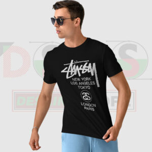 Stüssy World Tour T-shirt New York London Paris graphic