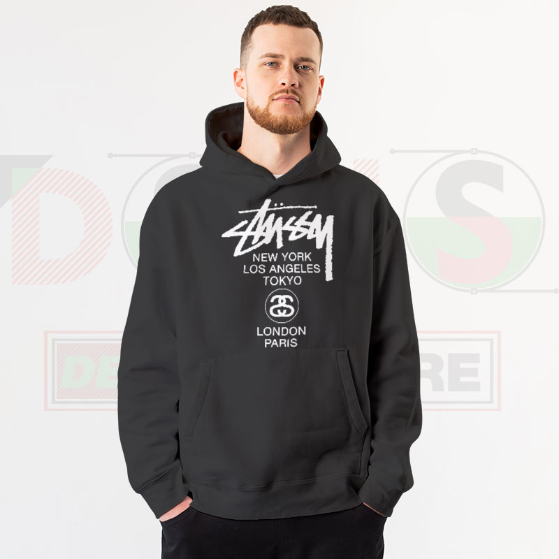 Stüssy World Tour logo hoodie streetwear jacket