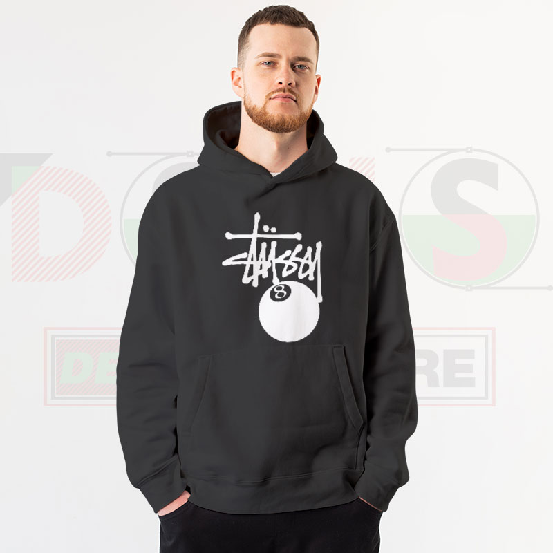 Stussy-inspired 8 Ball Hoodie with bold streetwear logo