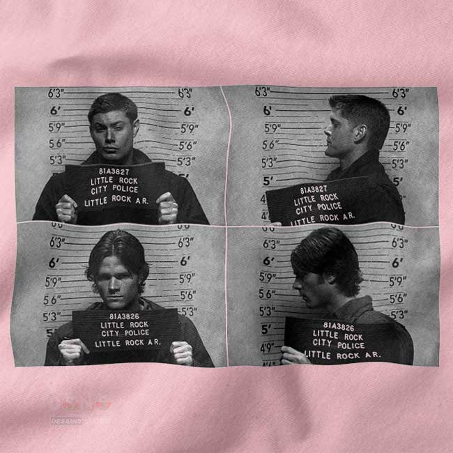 Supernatural Sam Dean mugshot fan art tee