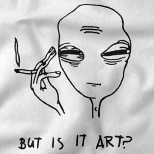 Surreal alien smoking art streetwear tee